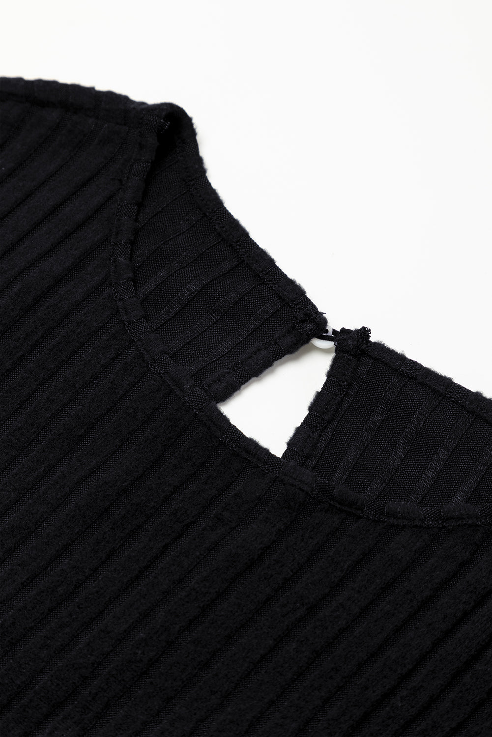 Black Ribbed Keyhole Short Sleeve Wide Leg Jumpsuit Jumpsuits 32d8430b44942a09