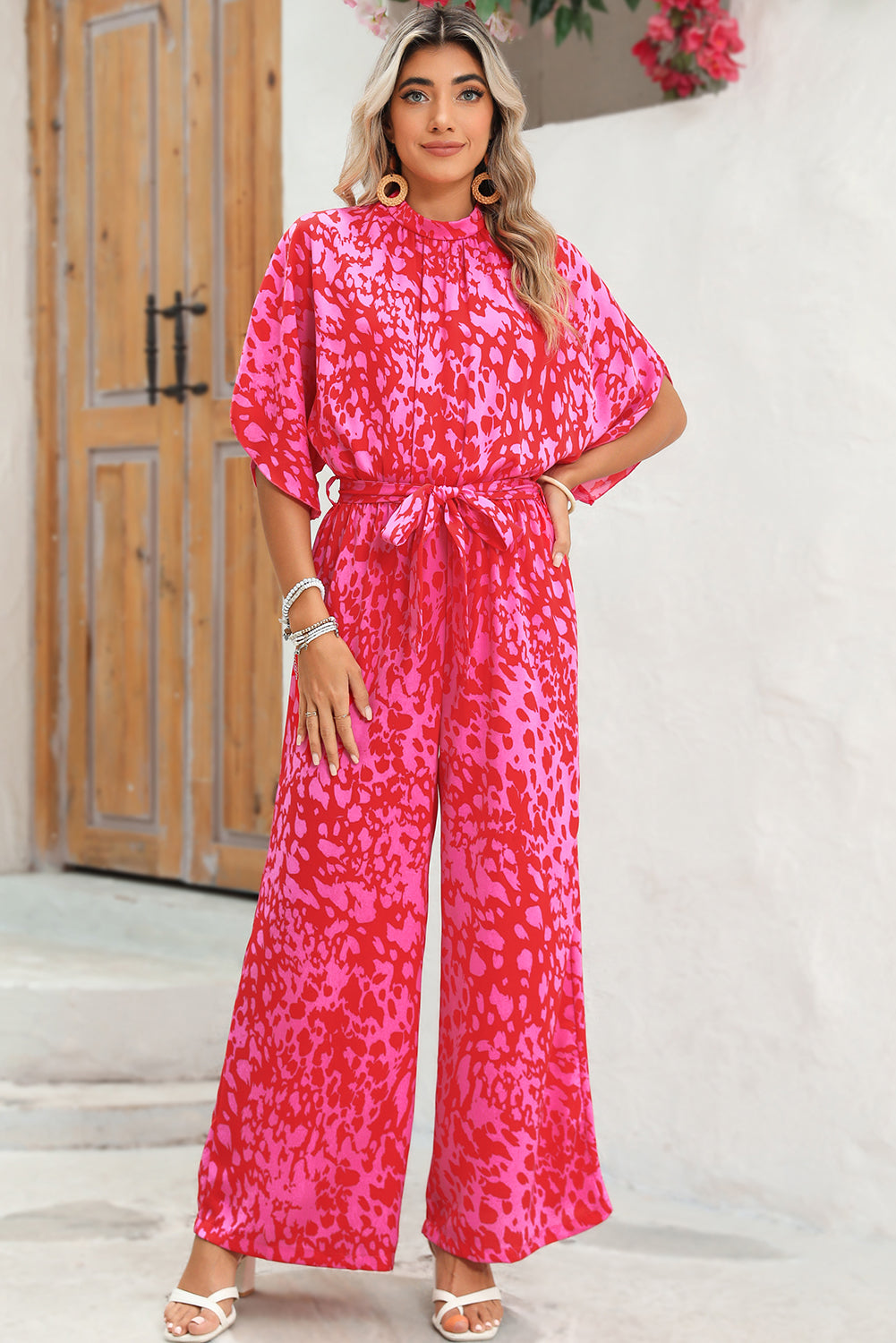 Rose Leopard Belted Jumpsuit Jumpsuits 6d13f48ffb187476