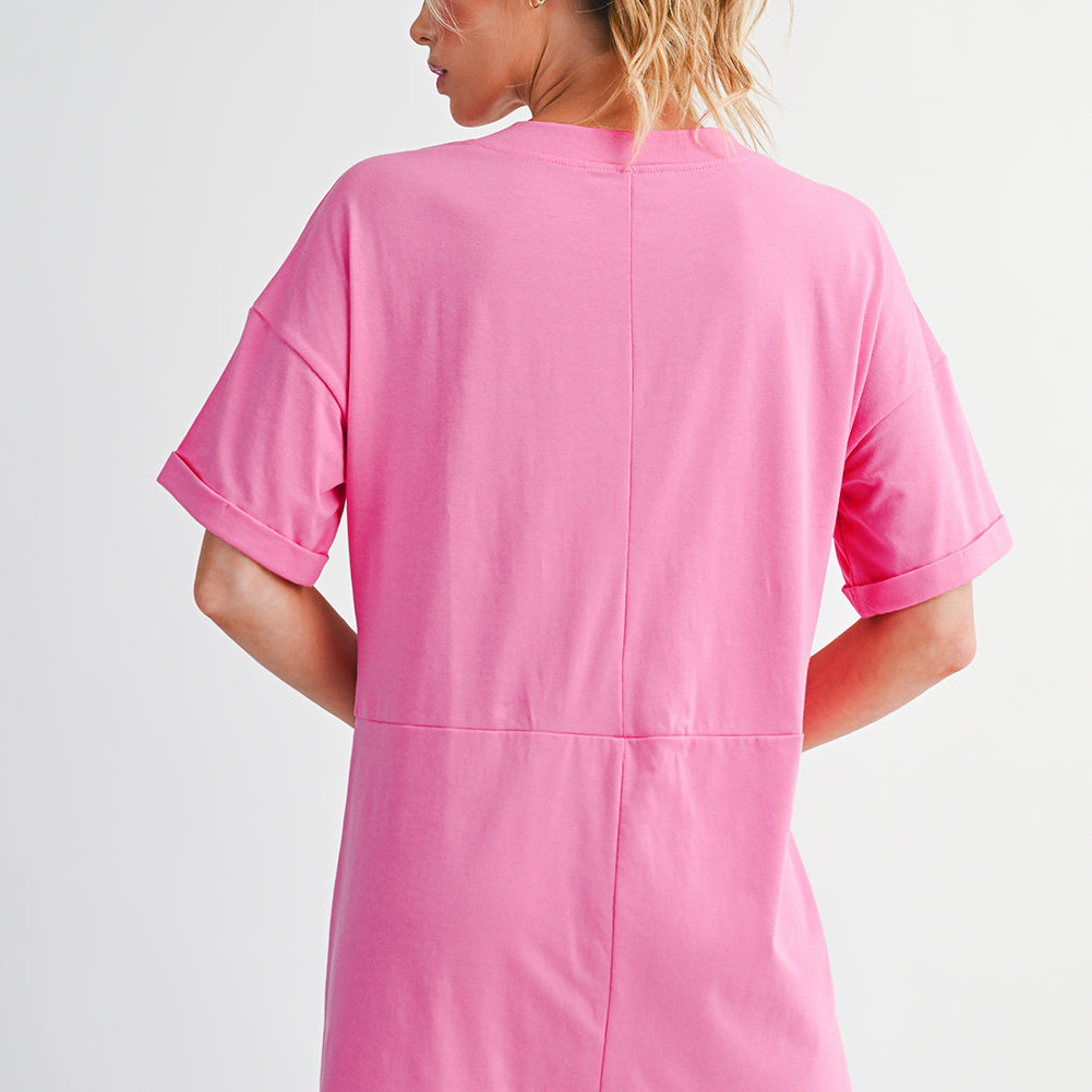 Myosotis Loose Half Sleeve V Neck Plain Romper Rompers 6d55947e848efd70