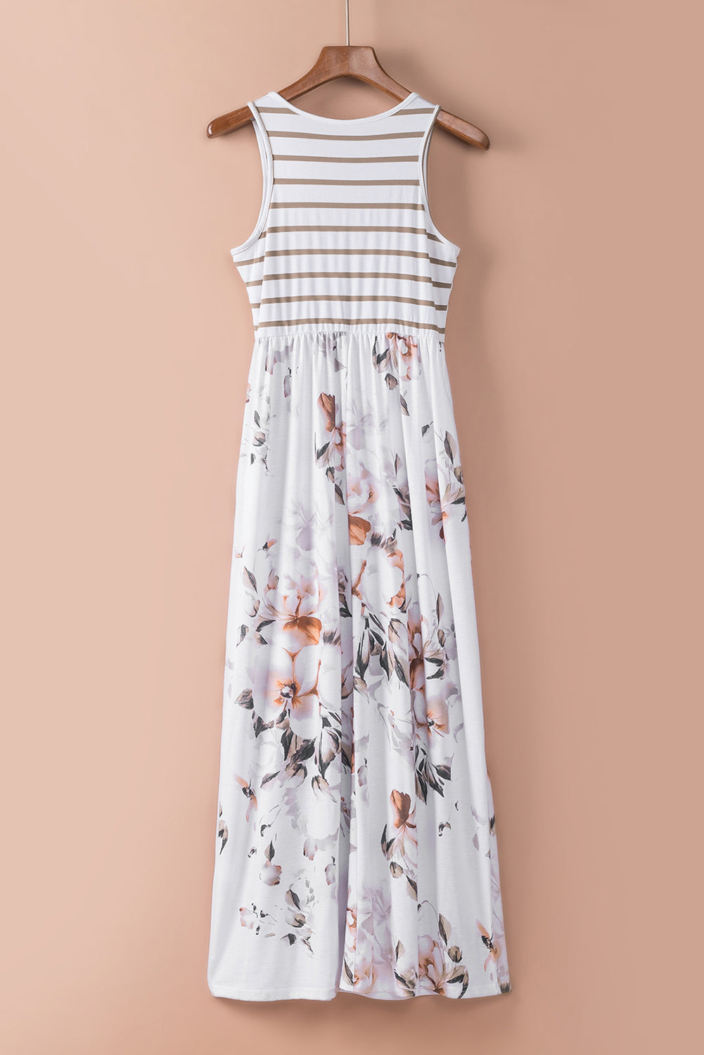 White Boho Stripes & Floral Tank Dress Maxi Dresses 6e29ba2aab4f94ef