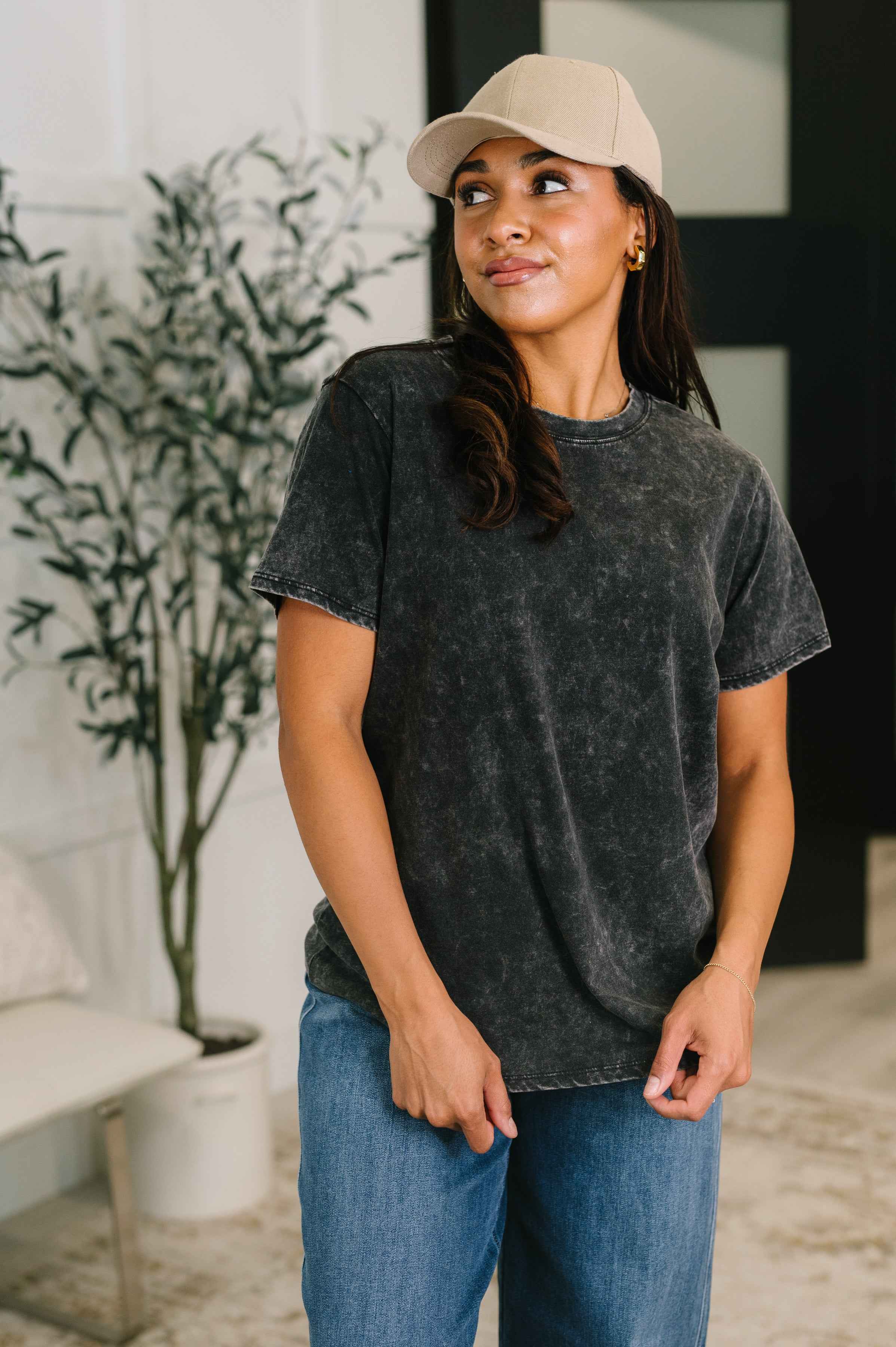 Had to Be There Mineral Wash Tee in Ash Black