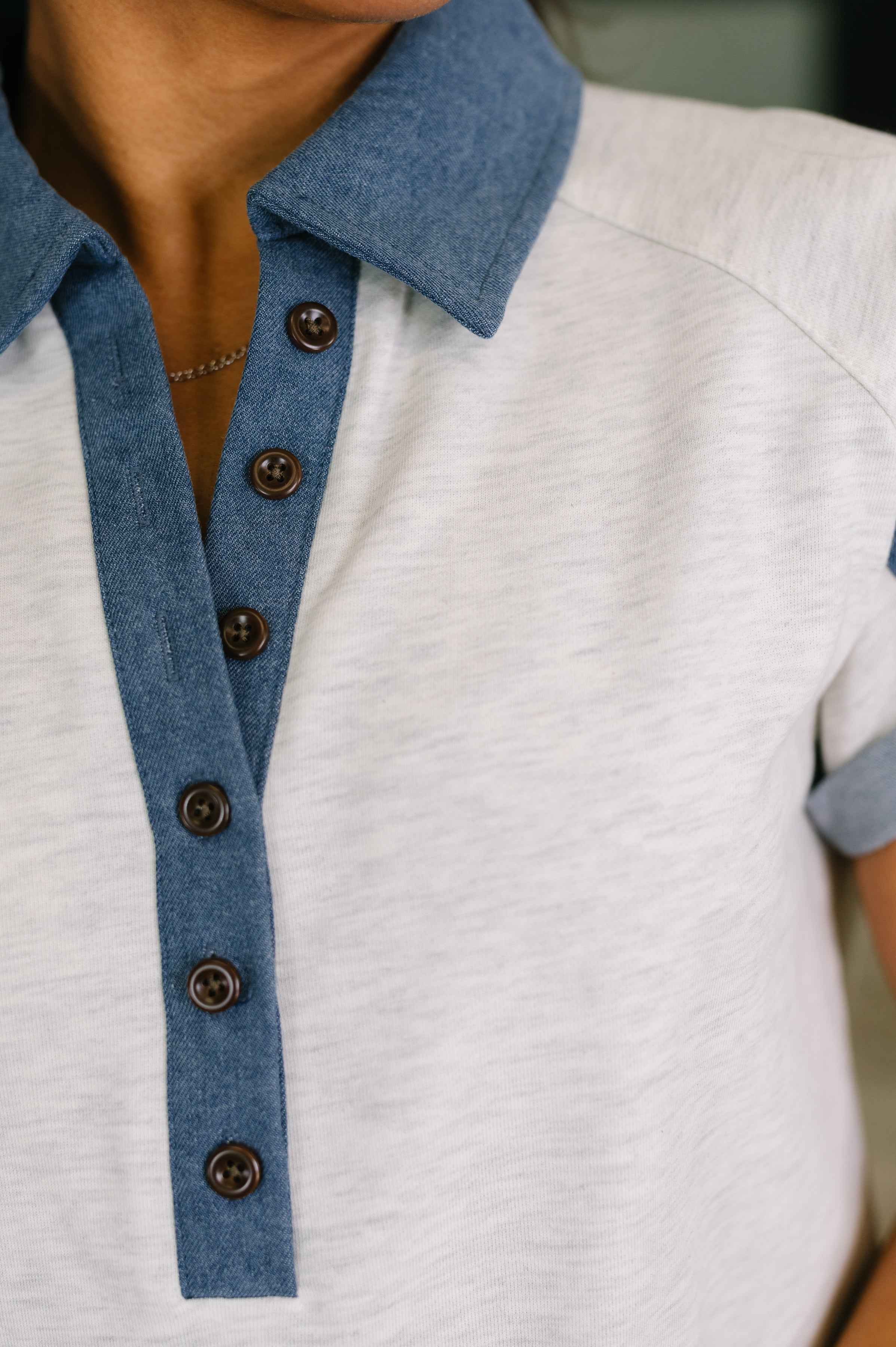 Knowing Me Collared Henley Top