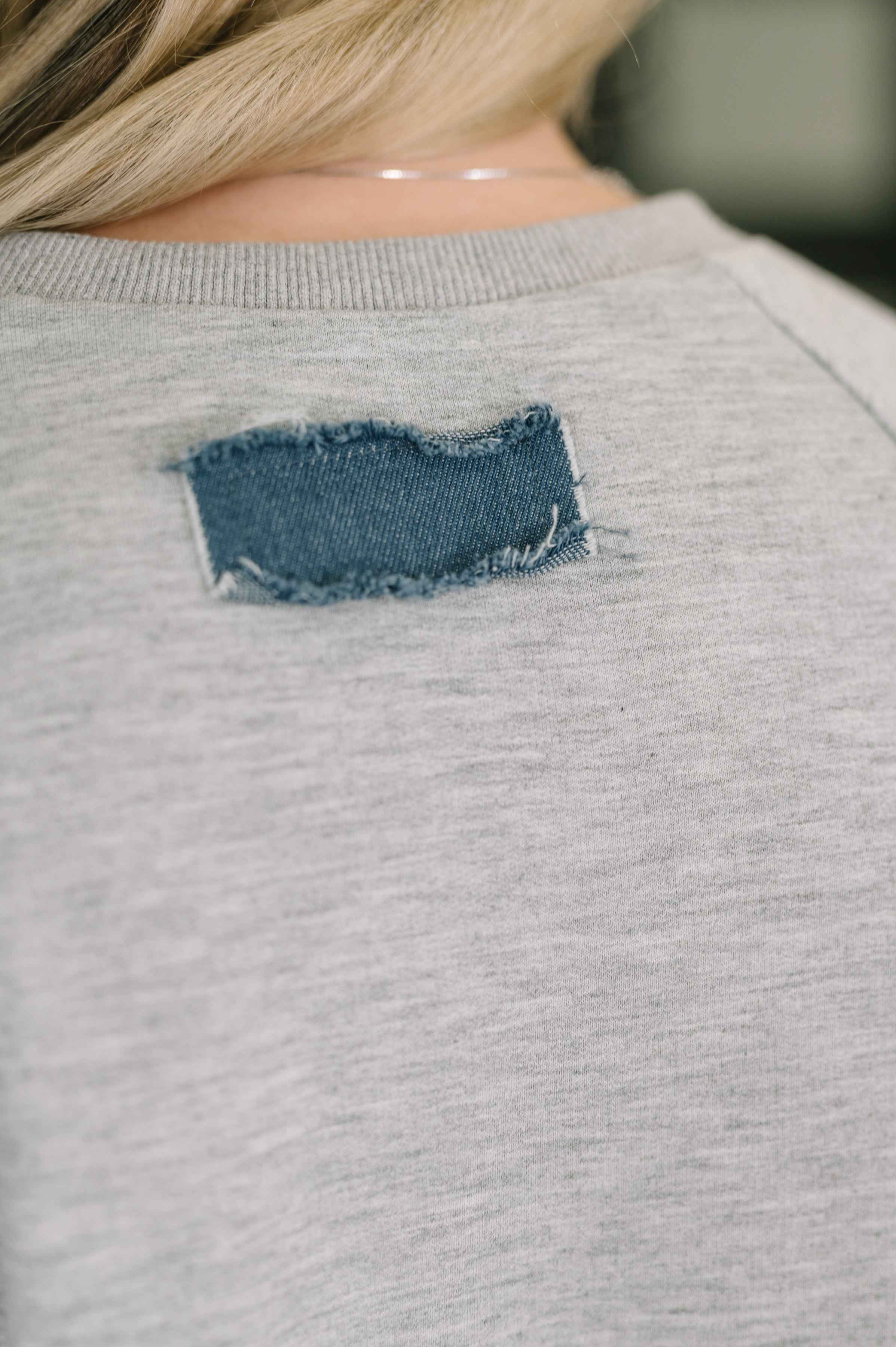 Star Stud Distressed Applique Top