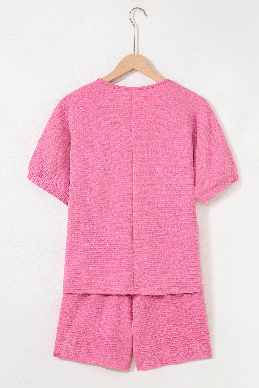 Pink Textured Tee & Shorts Set Two Piece Shorts Sets f0220526fd0b2e6a