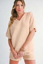 Pink Textured Tee & Shorts Set Two Piece Shorts Sets 03449c0fe7a4e4f2