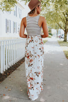 White Boho Stripes & Floral Tank Dress Maxi Dresses 04038f56c05a53cd