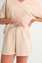 Pink Textured Tee & Shorts Set Two Piece Shorts Sets 0bdaedf9cefe4d91