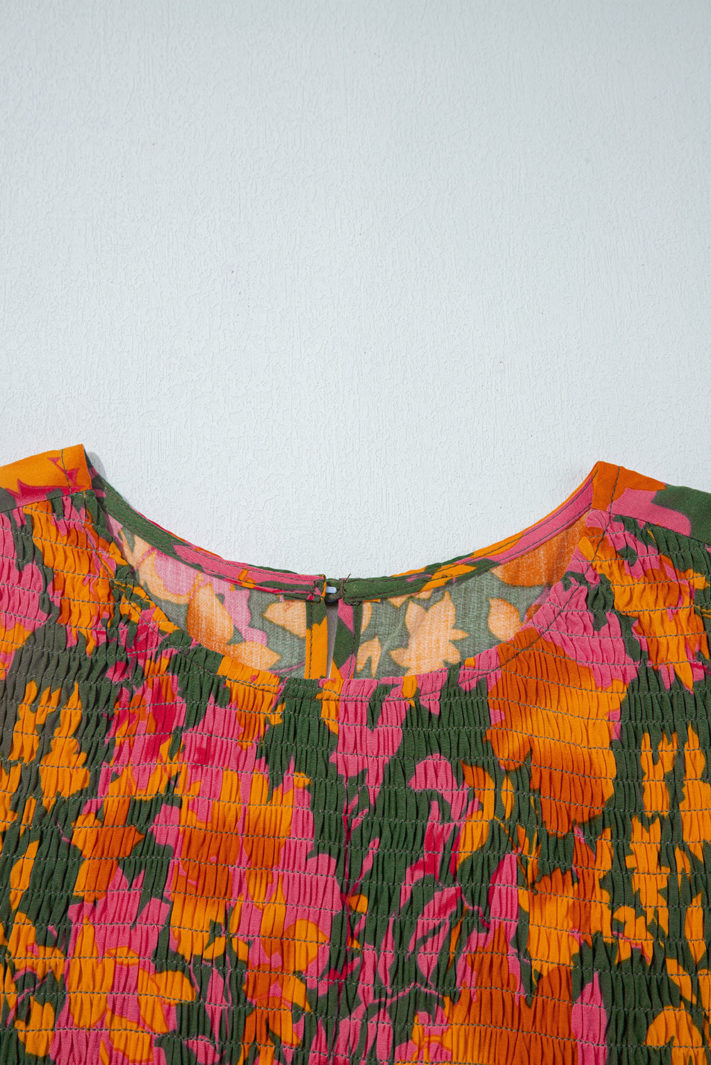 Orange Floral Puff Sleeve Smocked Bodice Frill Tiered Dress Maxi Dresses 13b365fd98585abc