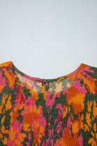 Orange Floral Puff Sleeve Smocked Bodice Frill Tiered Dress Maxi Dresses 13b365fd98585abc