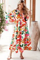 Orange Abstract Tie V Neck Tiered Maxi Dress Maxi Dresses 1982e86ee6be0a14