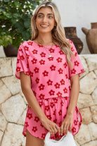 Rose Floral Pajama Set Two Piece Shorts Sets 313376ab4c5f5a1a