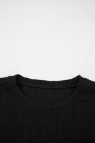 Black Textured Chest Pocket Drop Sleeve Top and Pants Set Two Piece Pants Sets 3aea391a1149979e