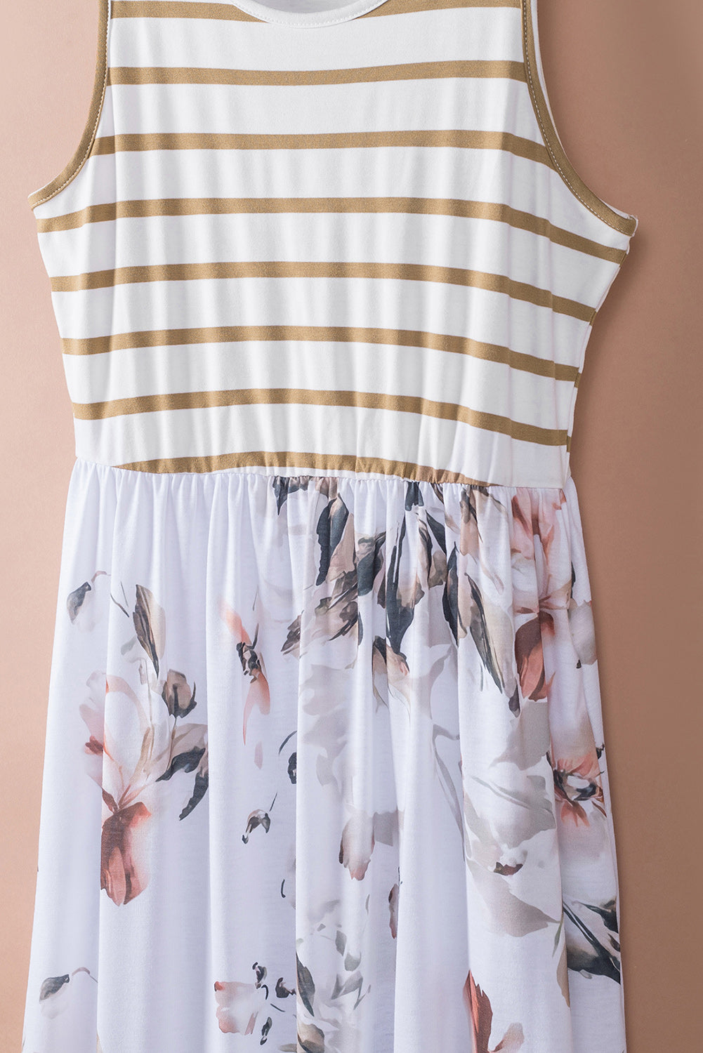 White Boho Stripes & Floral Tank Dress Maxi Dresses 4509cb2233cd9bc0