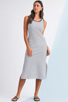 White Striped Cross-Back Dress – Fresh & Flirty Midi Dresses 622b40926e191eb2