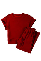 Red Dahlia Textured Loose Fit T Shirt & Drawstring Pants Set Two Piece Pants Sets 6a0ebc8d212e0ae1