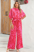 Rose Leopard Belted Jumpsuit Jumpsuits 6d13f48ffb187476