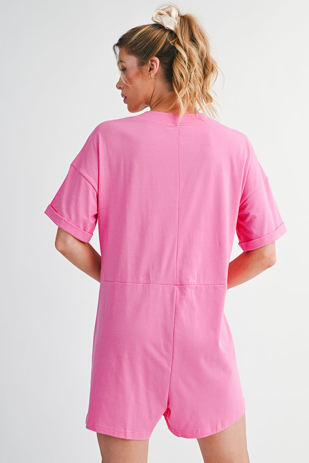 Myosotis Loose Half Sleeve V Neck Plain Romper Rompers 6d55947e848efd70