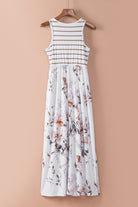 White Boho Stripes & Floral Tank Dress Maxi Dresses 6e29ba2aab4f94ef