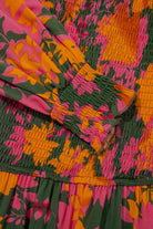 Orange Floral Puff Sleeve Smocked Bodice Frill Tiered Dress Maxi Dresses 76b81ec2d38c93cf