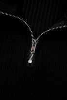 Black Ribbed Zip Neck Drop Shoulder Pullover Bodycon Skirt Set Two Piece Skirt Sets 8f1f79cd352f1bae