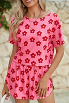 Rose Floral Pajama Set Two Piece Shorts Sets 9864d1089d97e11f