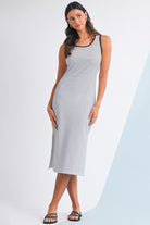White Striped Cross-Back Dress – Fresh & Flirty Midi Dresses 9ac2db620737ba08