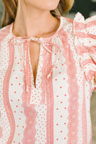 Busy Woman Split Neck Puff Sleeve Blouse