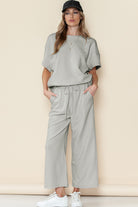 Red Dahlia Textured Loose Fit T Shirt & Drawstring Pants Set Two Piece Pants Sets a231a1cc98bfcc06