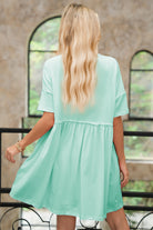 Light Pink Solid Color Pocket Raw Edge Babydoll Dress Short Dresses b3ff3fc2f8cf381d