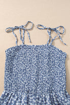 Dusk Blue Floral Print Spaghetti Straps Smocked Wide Leg Jumpsuit Jumpsuits b6acfbd2ed1147ef