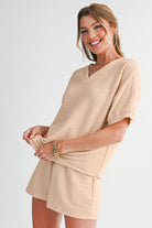 Pink Textured Tee & Shorts Set Two Piece Shorts Sets df1b86cd1af767de