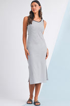 White Striped Cross-Back Dress – Fresh & Flirty Midi Dresses e8c3b7fc172ec58e