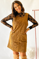 Beige Corduroy Mini Dress Short Dresses ff8c24fdd4b5d14e